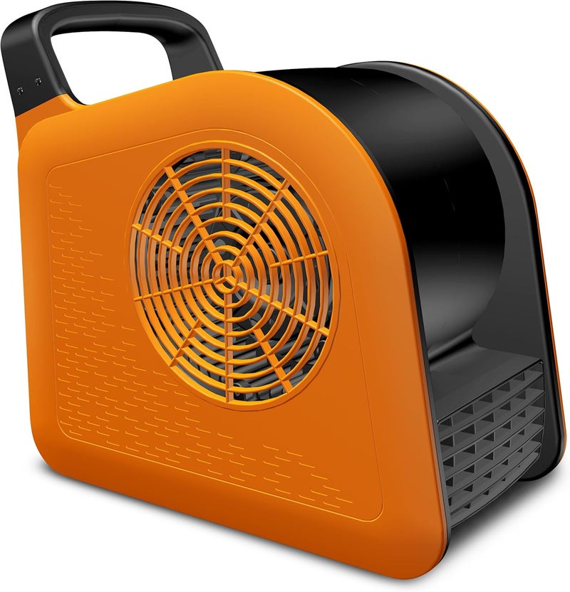 Puligoth Portable Blower Fan for Home: High Velocity Floor Fans for Cooling and Drying - Air Mover with 185° Rotating for Bedroom, Garage, Shop and Gym, 3 Speeds Utility Fan with 2 AC Outlets, Orange - Image 1